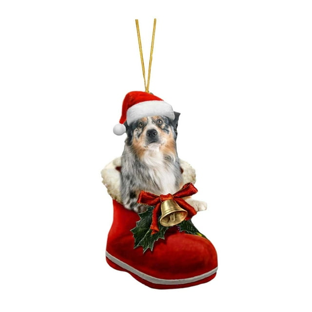 Adorno navideño colgante con forma de perro, colgante con forma de animal, artesanía, decoración para de Navidad, para festivales, dormitorio, Estilo D
