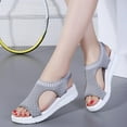 thumbnail image 2 of Anuirheih Summer Washable Orthopedic Slide Sport Sandals, Comfy Knit Thick Bottom Fish Mouth Casual Sandals Mesh Soft Sole Casual Women's Shoes(Gray), 2 of 8