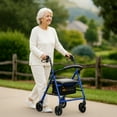 thumbnail image 4 of Rhythm Healthcare 4 Wheel Rollator, Steel Walker with 12x12" Seat and 6" Wheels, Blue, 4 of 5