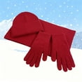 thumbnail image 2 of MIASHUI Solid Color Knit Hat, Scarf, and Gloves Three-Piece Set, Knit Fake Wool Yarn Scarf Red Christmas Hat Set RD1, 2 of 4