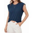 thumbnail image 2 of MOYIKO Womens Summer Tops Casual Loose Fit Cap Sleeve T Shirts Basic Crewneck Tank Tops Trendy Plain Womens Clothes Tee, 2 of 7