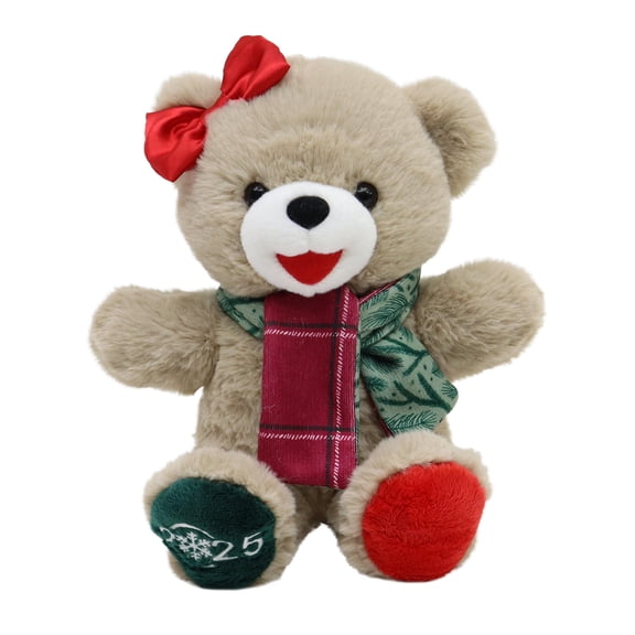 Snowflake Girl 2025 Teddy Bear Christmas Plush, Tan, 9", by Holiday Time