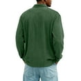 thumbnail image 3 of Dresfit Mens Big and Tall Shirts Long Sleeve Button Down Polo Shirts Loose Fit Lapel Ribbed Corduroy Sweatshirt Chest Pocket Thermal Lightweight Tops Dark Green L, 3 of 3