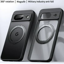 Decase Magnetic Case for Google Pixel 8A,Compatible with Mag Safe,Built-in Invisible Foldable Ring Holder Stand,Slim Shockproof Military Grade Protection Clear Back Cover Case,Black