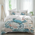 thumbnail image 2 of Teal Crab Coastal Bedding 3 Piece Duvet Cover Set Full Size, Summer Beach Nautical Starfish Retro Soft Microfiber Comforter Cover with Zipper Closure & Pillowcases, FadeResistant Quilt Cover, 2 of 9