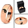 thumbnail image 4 of Tungsten Yin-Yang Band Ring 7mm Men Women Comfort Fit 18k Rose Gold Dome Polished Size 15, 4 of 4