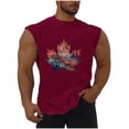 thumbnail image 2 of Camiseta sin mangas de cuello redondo para hombre, informal, a la moda, sin mangas, con estampado, cuello redondo, deportiva, de poliéster, 2 of 5