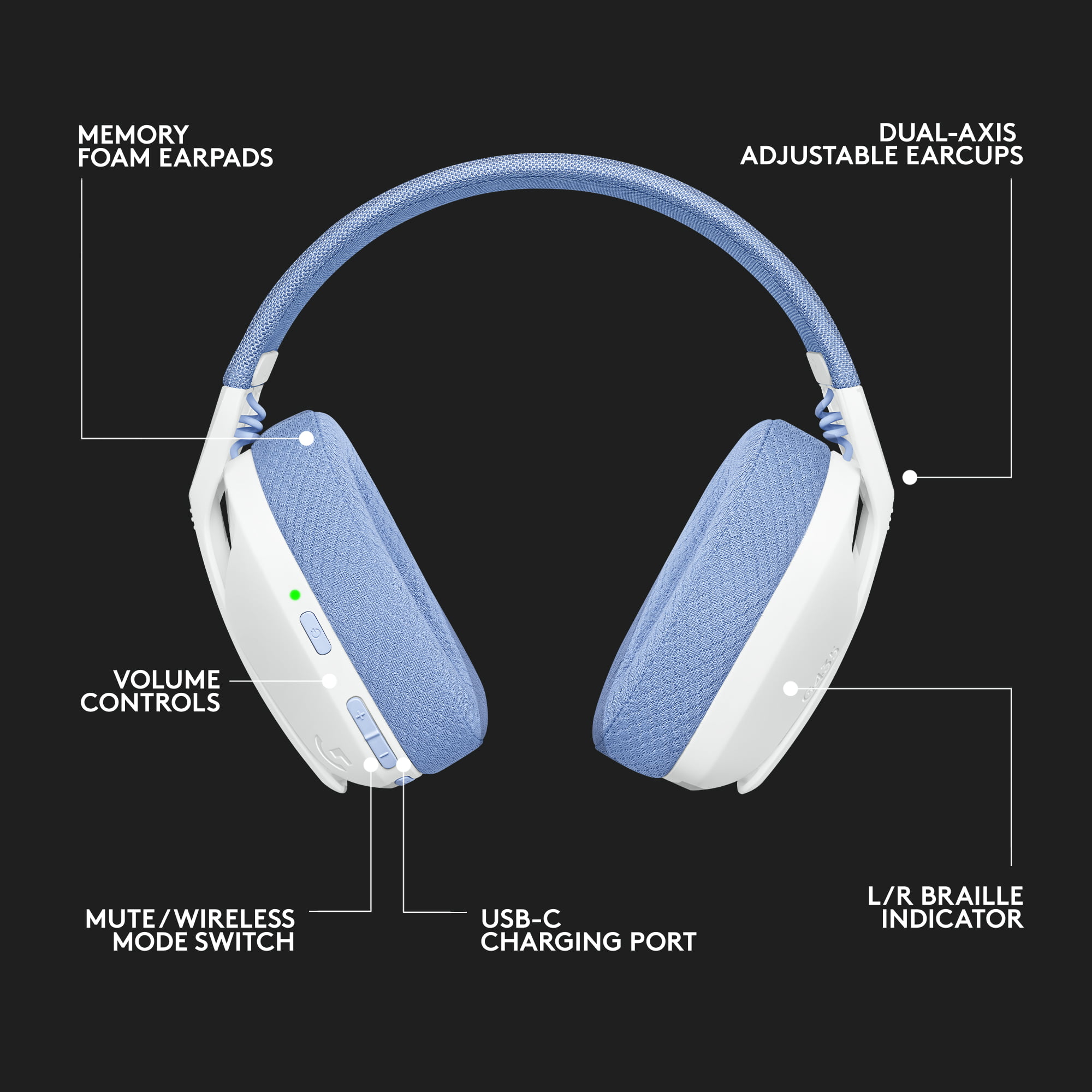 Compatible with Dolby Atmos PS4 Mobile Logitech G435 Lightspeed and Bluetooth Wireless Gaming Headset White PS5 PC Built-in mics Lightweight Over-Ear Headphones 18h Battery