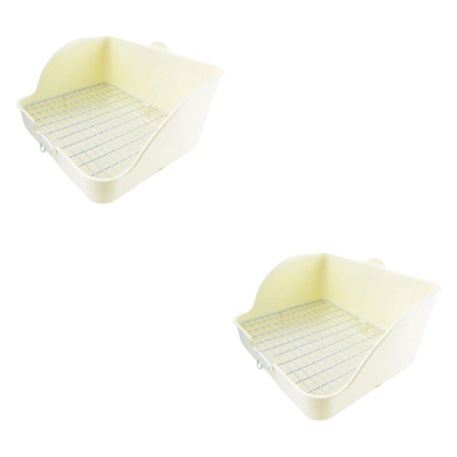 Methold Caja de arena para conejos, hámster, conejillo de indias, inodoro para mascotas, bandeja de arena para animales pequeños, color Blanco 2Conjunto