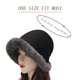 thumbnail image 4 of Sombrero de pescador peludo de invierno para mujer, sombrero cloche de piel sintética con ala enrollada y forro polar, negro, 4 of 4