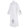 thumbnail image 5 of BLESSUME Unisex Church Robes for Pastors Priest Robe Priest White Jacquard Robe, 5 of 6