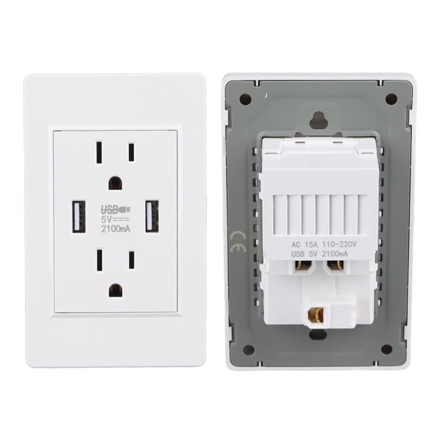USB Wall Outlets, USB Charger Wall Outlet 2 US Plug Port Overload for Home