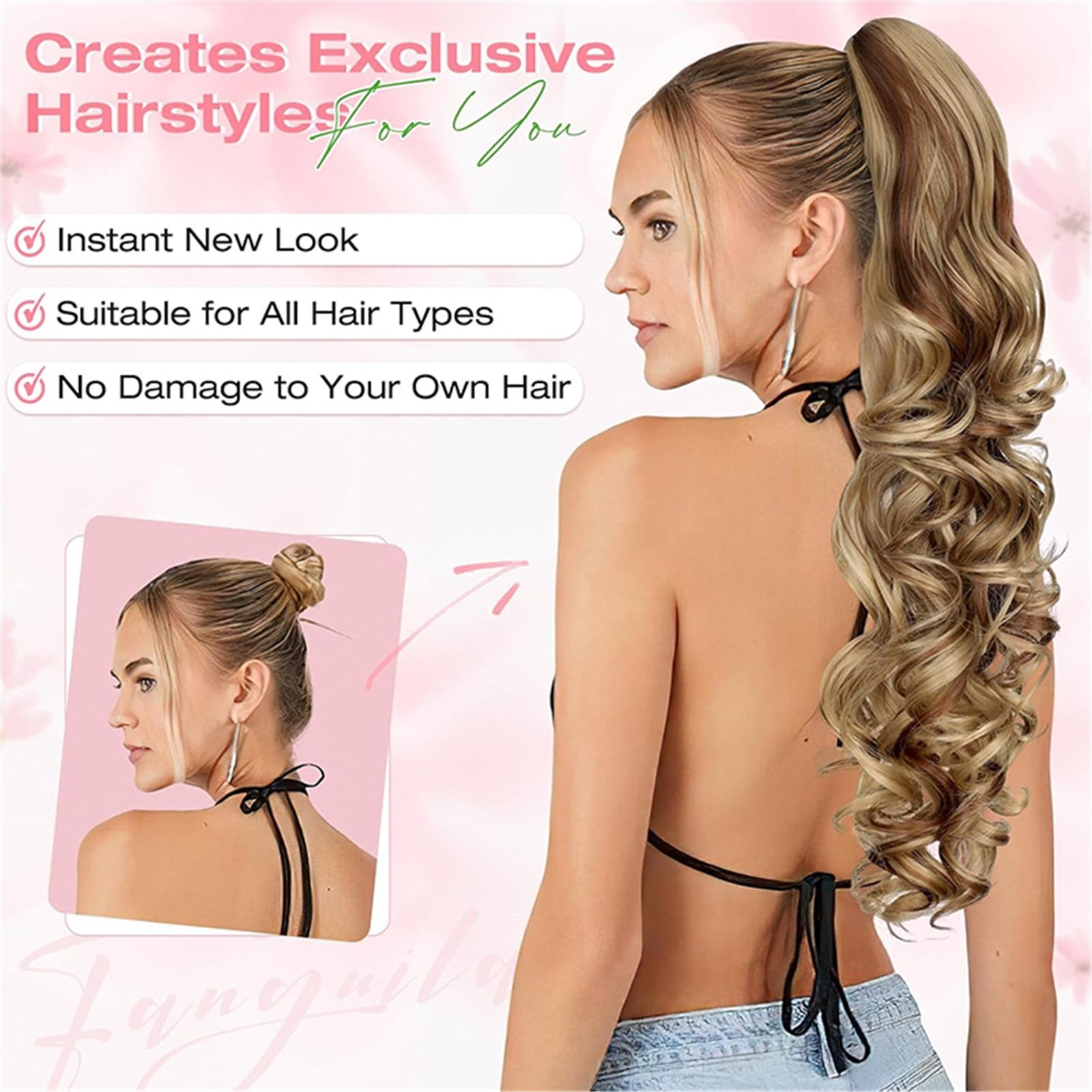 Claw Clip Ponytail Long Curly Wavy Pony Tails Hair Extensions Synthetic Horse Tail Hairpiece