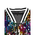 thumbnail image 7 of YONGHS Kids Girls Sparkly Sequins Baseball Coat Long Sleeve Disco Dance Party Bomber Jacket Colorful 14, 7 of 7