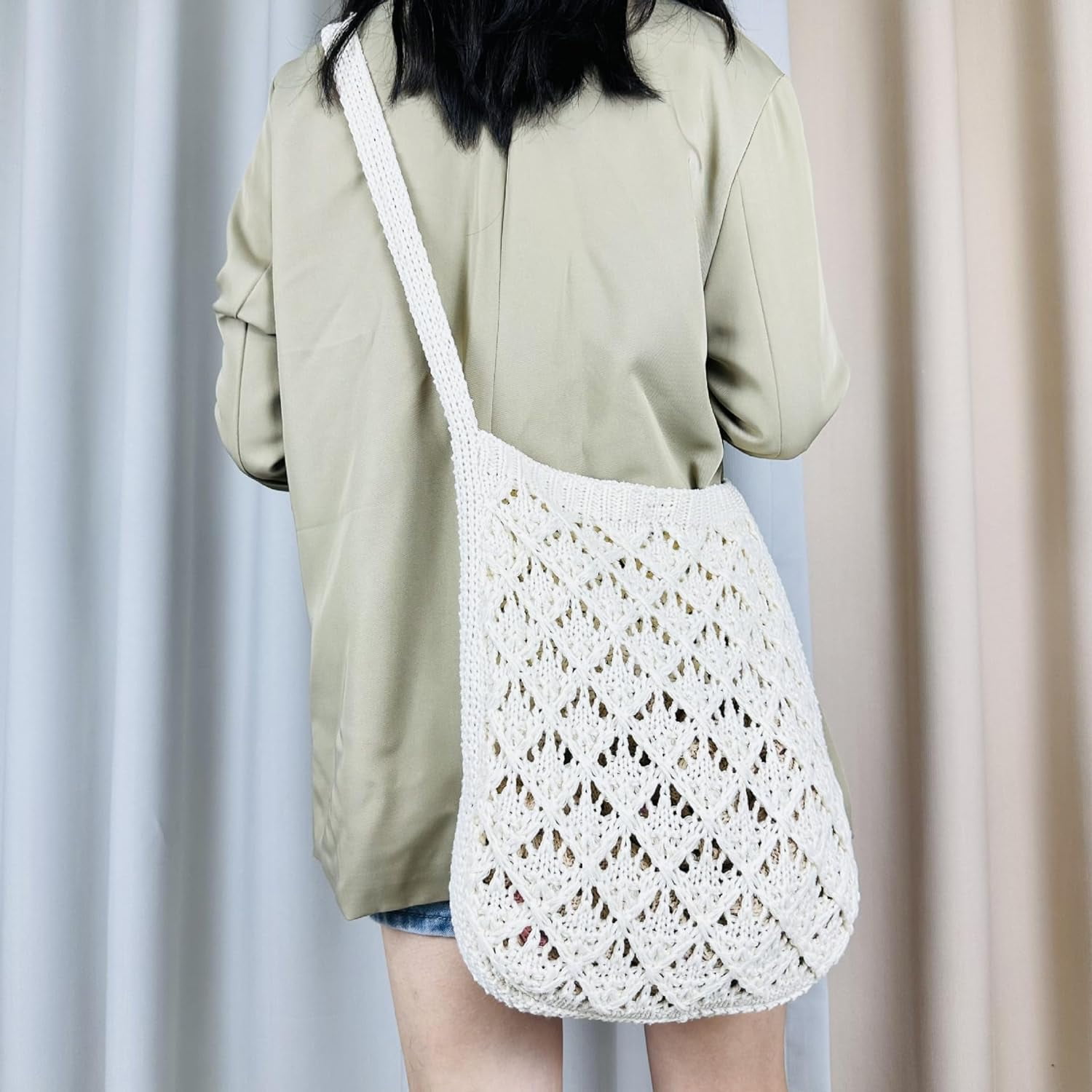 Kukuzhu Crochet Bag Crochet Tote Bag Indie Hobo Bag Cottagecore Aesthetic Tote Bag Crochet Crossbody Bag