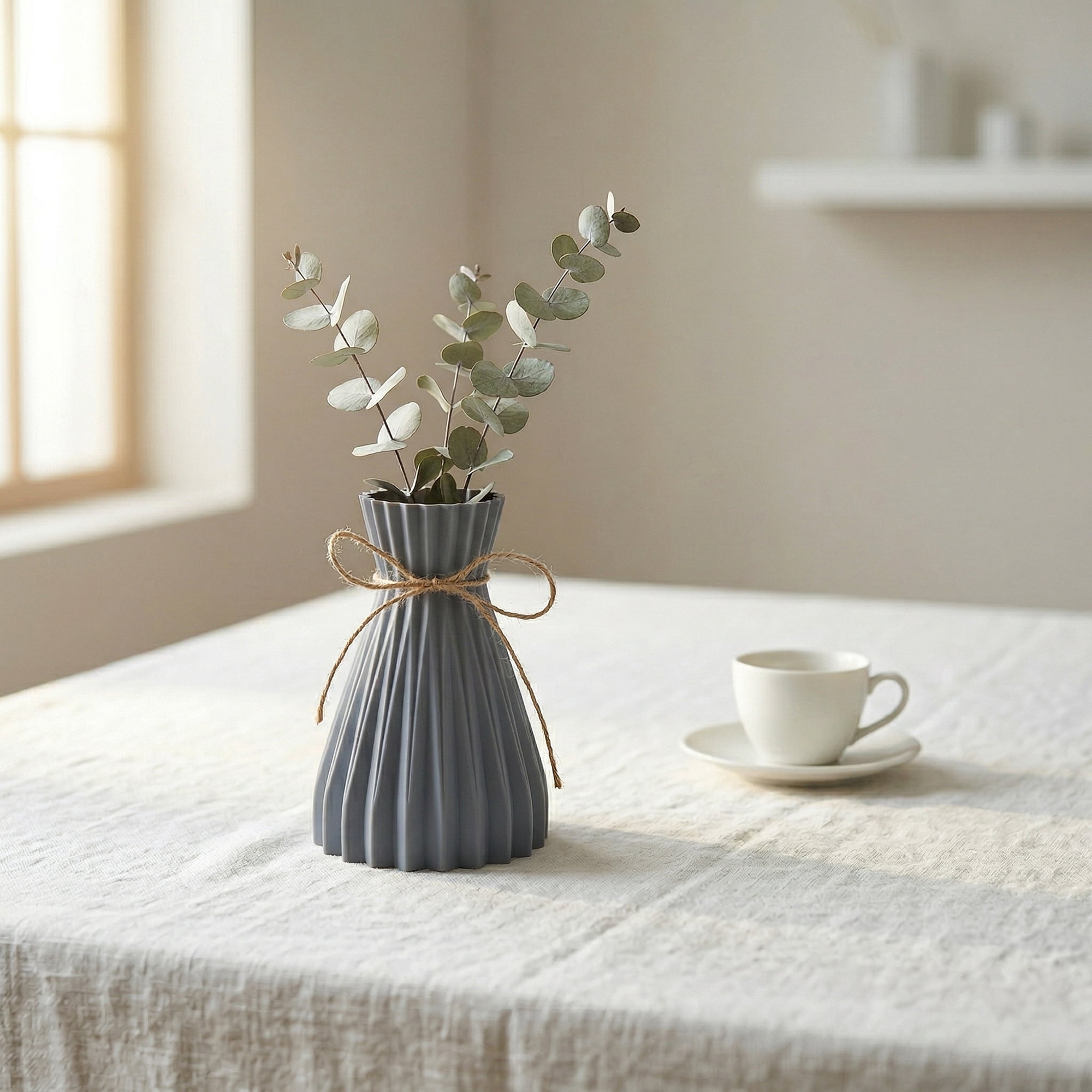 Unique Bargains Modern Geometric Unbreakable Flower Vase Grey 4.7" x 4.7" x 6.7"