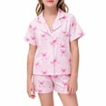 thumbnail image 2 of BOOMNY Toddler Girls 2 Peice Pajamas Sets Graphic Short Sleeve Buttons Sleepwear Tops Shorts Pjs Set for Kids Cozy Loungewear Homewear, 2 of 4
