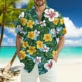 thumbnail image 2 of NAMTYQX Funny Hawaiian Shirts for Men Lightweight Short Sleeve Tropical Print Plus Size Casual Loose Fit Lapel Button Front Soft Hawaiian Shirts Army Green Size L, 2 of 5