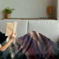 thumbnail image 3 of Outer Space Soft Flannel Fleece Throw Blanket, Planets over Nebula Gas Cloud Space Galaxy Star Illustration, Cozy Plush for Indoor and Outdoor Use, 50" x 60", Dried Rose Ivory, by Ambesonne, 3 of 5