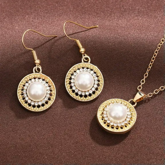 EOEMY 925 Silver Drop Earrings Necklace Women Cubic Zirconia Wedding Jewelry Set-Gold