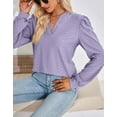 thumbnail image 4 of Alsol Lamesa Womens Long Puff Sleeve Fall Tops Dressy V Neck Knit Top Casual 2023 Trendy Tshirts Blouses Shirts for Women, 4 of 6