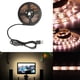 thumbnail image 2 of Iluminación de estantes alimentada por USB para televisores, tira de retroiluminación LED para TV de 2 m, blanco cálido y bajo voltaje de 5 V, 2 of 7