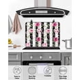 thumbnail image 4 of Large Induction Cooktop Protector Mat Pink Roses Stove Top Covers for Electric Stove, Romantic Flowers Leaves Floral Black Stripes Decorative Stove Burner Cover Mats, Glass Top Stove Cover, 4 of 7