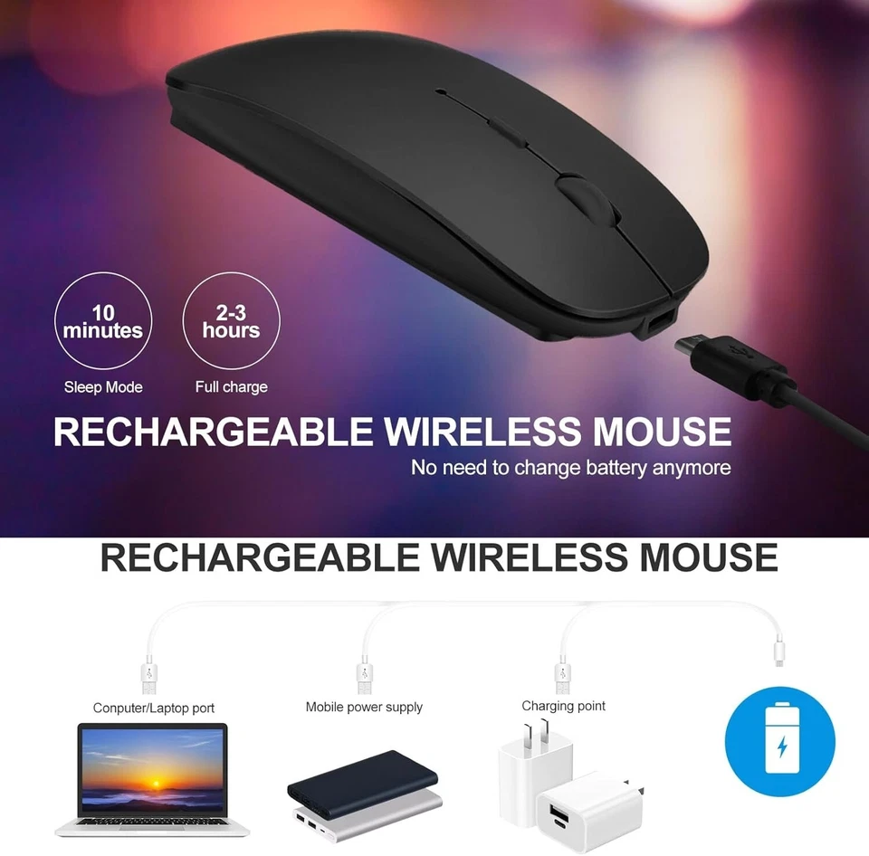 CIRCLE- Rechargeable 4 Modes Bluetooth Mouse 3.0/5.2+Usb-2.4G/Type-C Wireless Pc Mouse