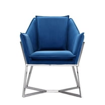 Origami Modern Geometric Blue Velvet Upholstered Stainless Steel Accent Chair