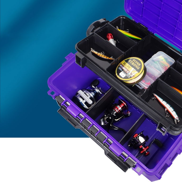 Double-layer Fishing Tackle Box Thicken Lure Tool Case Angling Supplies  (Purple) 