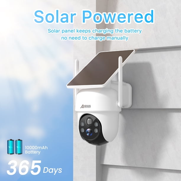 ANRAN 2K/4MP Solar Security Camera with Base Station, Spotlight