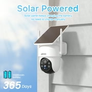 ANRAN 2K/4MP Solar Security Camera with Base Station, Spotlight, Expandable Local Storage, No Monthly Fee, 360° View Wireless Outdoor Camera, Waterproof PIR Detection, Home Surveillance System Camera