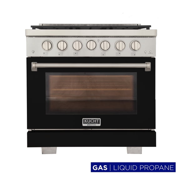 Professional 36-in Propane Gas Range in Black with True Simmer Burners