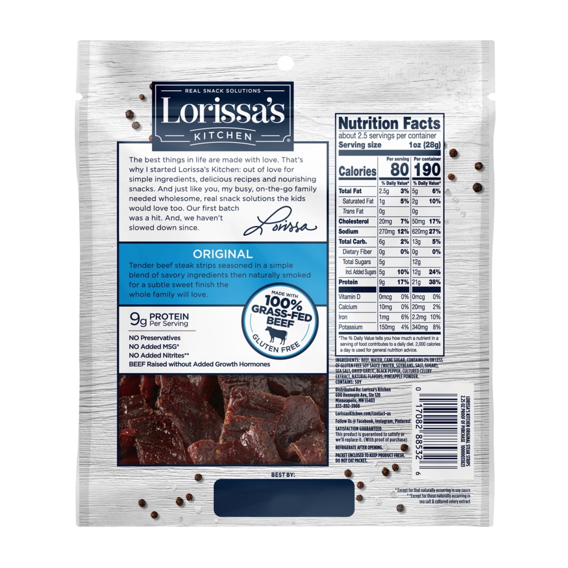 2.25OZ Lorissa's Kitchen Original Tender Beef Steak Strips 1/1 Count