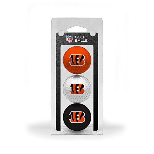 Pelotas de golf tamaño reglamentario NFL Cincinnati Bengals, 3 paquetes, impresión duradera a todo color del equipo