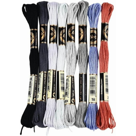 8 Skeins 6 Strands Colorful Embroidery Floss Variegated Cross Stitch Thread Polyester Gradient Friendship Bracelet String Yarn Threads Bulk