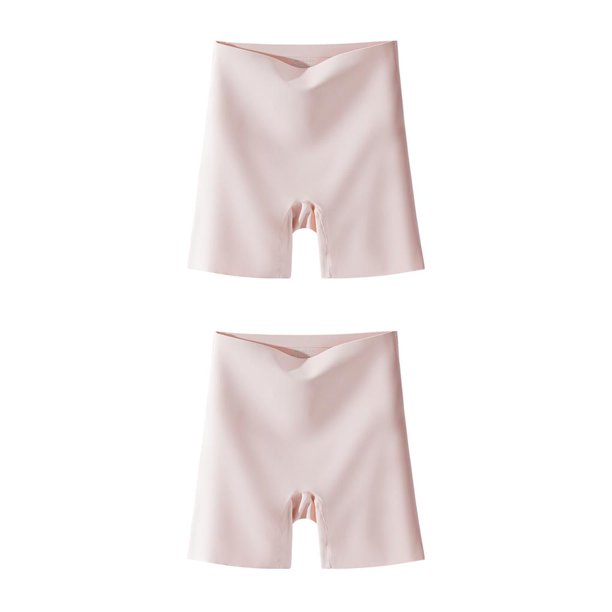 Jumpingount Pantalones de seguridad de seda de cintura alta Transpirable debajo de la Medias Push Up Bragas Abdomen Ropa interior Púrpura L rosa violeta L(100-120 kg) 2piezas
