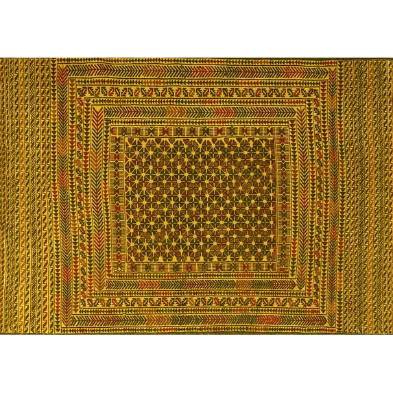 Ahgly Company Indoor Rectangle Southwestern Yellow Country Area Rugs, 2' x 3'