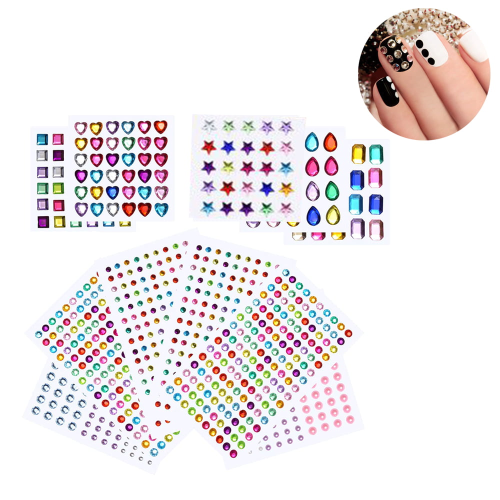 Rhinestone Stickers, Self Adhesive Jewel Stickers, Bling Gems for Crafts,  Stick on Gems for Makeup, DIY, Eye, Nail,Combination 2 
