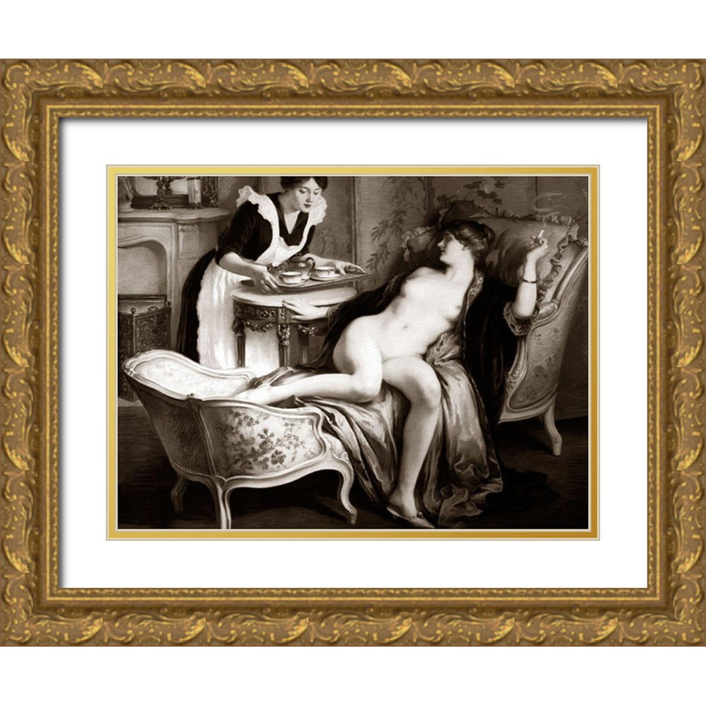 Antique Teen Nudists - Vintage Nudes 24x19 Gold Ornate Wood Framed with Double Matting Museum Art  Print Titled - In Her Quarters - Walmart.com