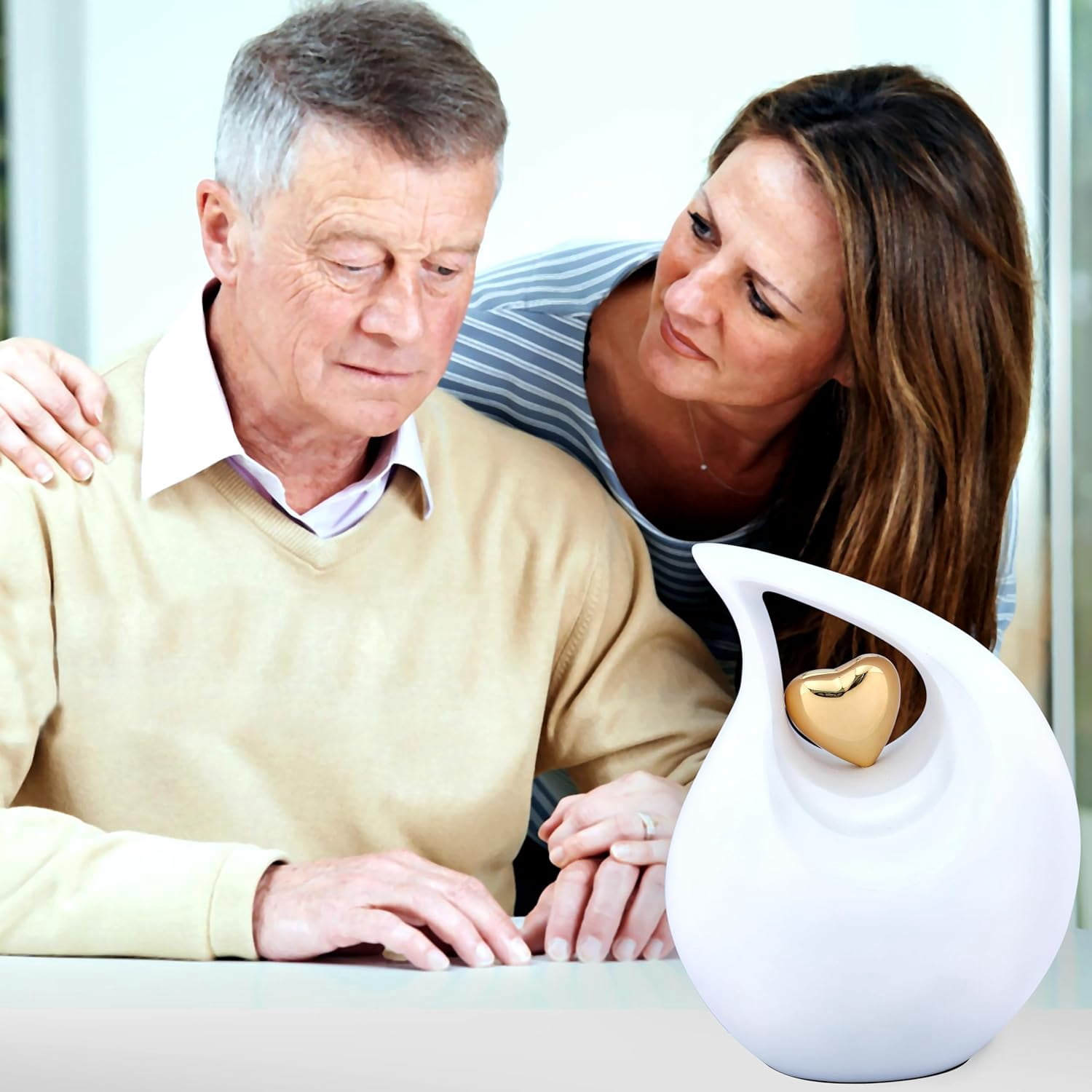 Keepsake Company Urn for Human Ashes, White Multicolor Aluminum, 10.5 x 7 x 5 in, Cremation Urns