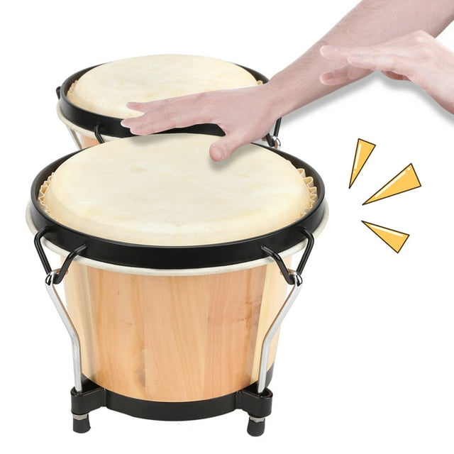 Tambour de Percussion, Tambour Africain en Bois Naturel Peau de Mouton Instrument de Musique Réponse Rapide
