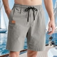 thumbnail image 5 of Men's Drawstring Pockets Elastic Waist Shorts for Casual Beach Gray L, 5 of 9