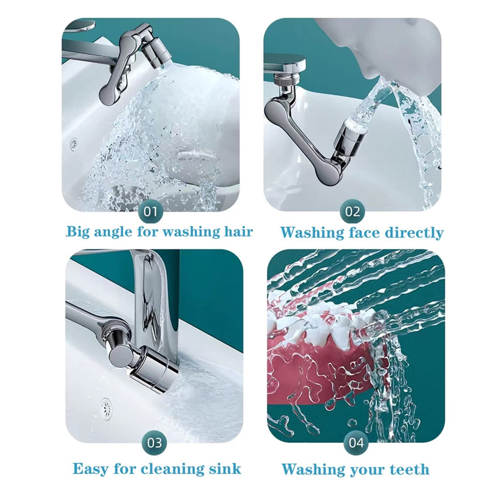 Universal 1080° Swivel Extender Faucet Aerator Splash Resistant Filter Kitchen Washbasin Faucet Aerator Nozzle Faucet Robot Arm ,Water Saving