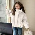thumbnail image 5 of OGLCCG Girls Winter Coats Trendy Warm Long Sleeve Furry Faux Fur Jackets Soft Outdoor Windproof Thicken Thermal Outerwear with Pockets 5-14 Years, 5 of 8
