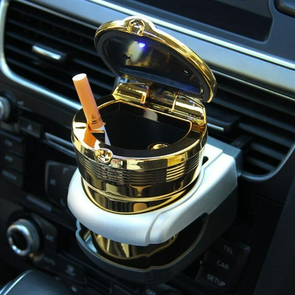 FurNest Car Ashtray Cigarette Cup Ash Holder with LED Light Lid Portable Detac