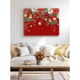 thumbnail image 5 of Red Christmas Canvas Print Wall Art Framed Canvas Art Wall Decor Xmas Poinsettia Balls Botanical Birds Pictures Painting Morden Artwork for Living Room Bedroom, Ready to Hang - 12"x16", 5 of 6