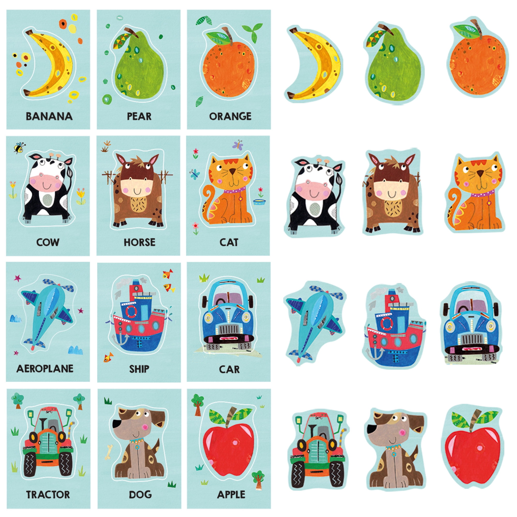Headu: Flashcards - Baby Montessori - Shapes & Image Matching Game, Visual Association Play, Large Illustrated Cards, Preschool Activity, Toddlers 1-3