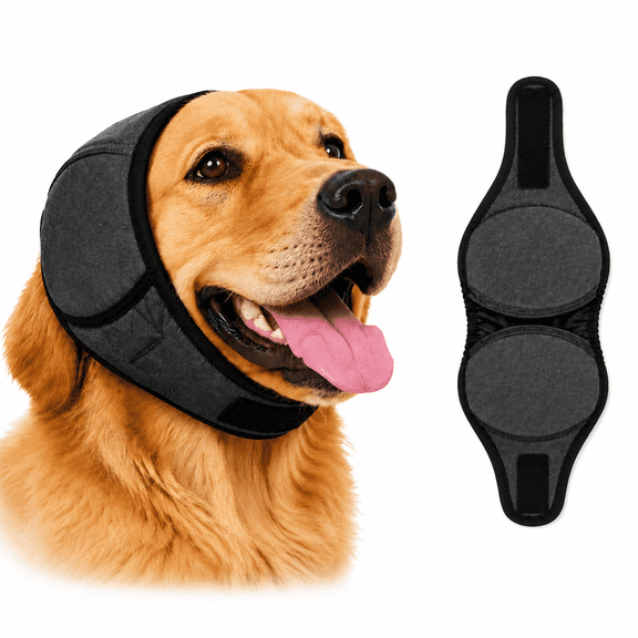 Dog Anxiety Calming Head Wrap, Adjustable Soft Ear Cover for Noise Relief
