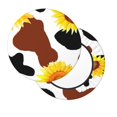 thumbnail image 2 of Disketp Cow Print Sunflower Funda Redonda para Taburete, Funda de Cojín para Silla de Bar Suave y Elástica-12 inch, 2 of 7